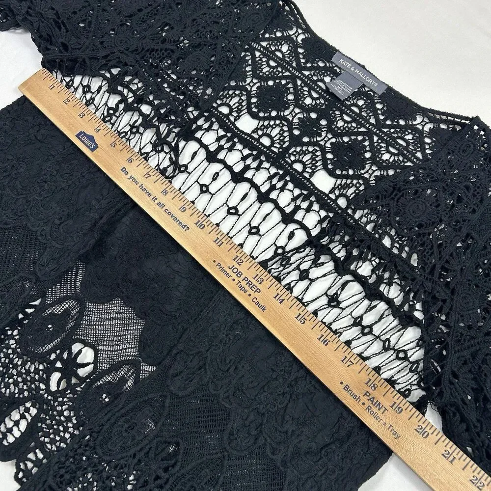 Kate & Mallory Crochet Shrug Top Open Front 3/4 Sleeve Gothic Romantic Victorian - Picture 7 of 12